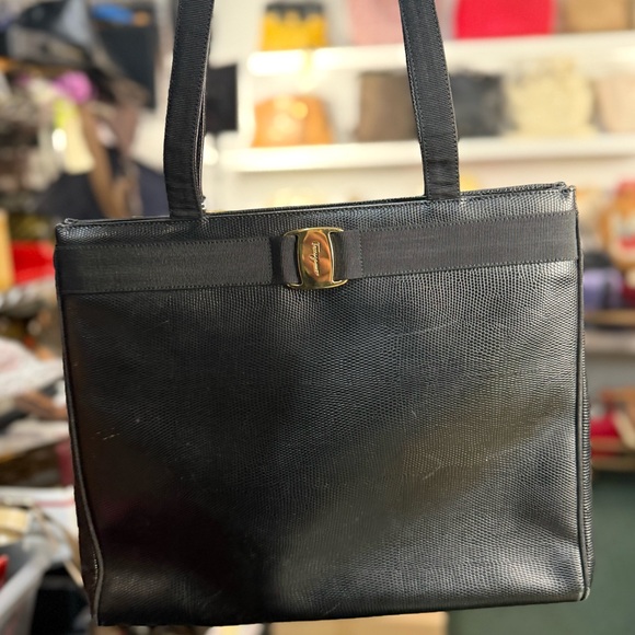 Salvatore Ferragamo Handbags - Ferragamo Embossed Lizard Tote